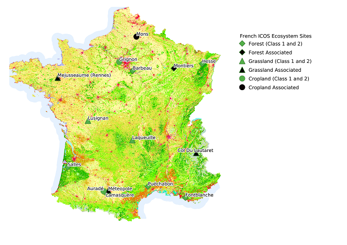 Carte des sites ICOS France